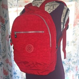 Kipling Red Backpack with Front Zipper